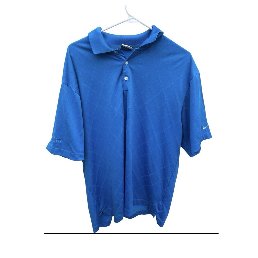 Nike Golf Dri-FIT Men's L Blue Argyle Moisture Wicking Polo Shirt